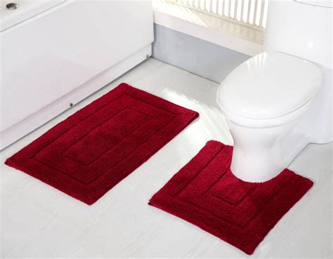 Avani 2 Piece Cotton Bath Mat Set In Burgundy