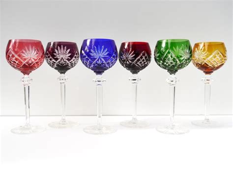 6 X Cut Bohemian Crystal Wine Glasses Catawiki