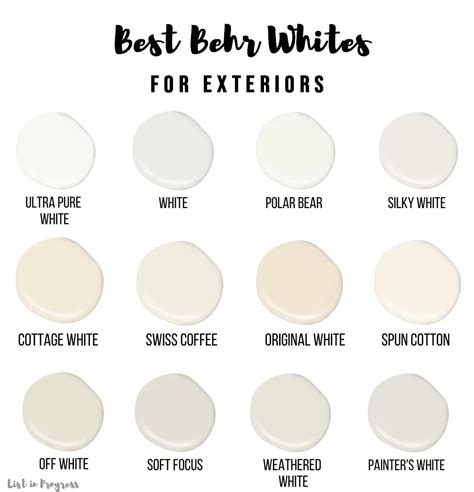 12 White Exterior Behr Paint Colors For Your Home List In Progress