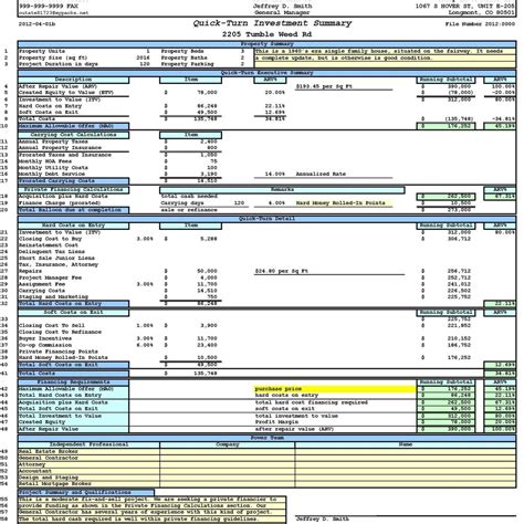 Rental Property Roi Excel Spreadsheet — Db