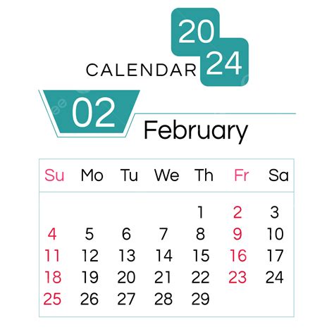 Gambar 2024 Bulan Kalender Februari Sederhana Geometris Sederhana Biru