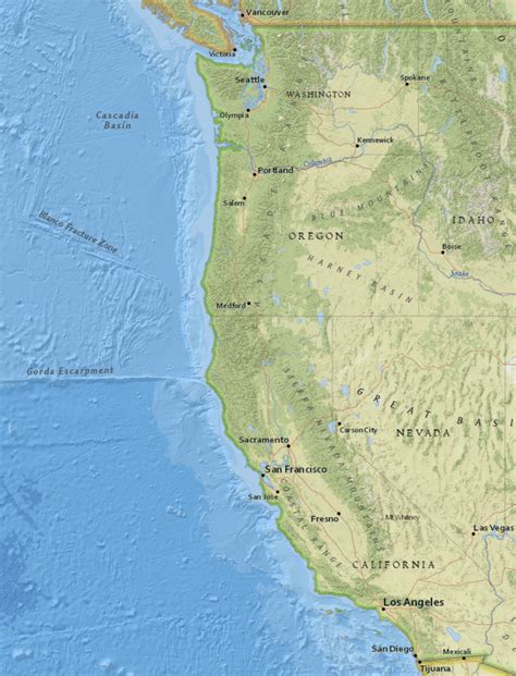 Us West Coast Map Us Geological Survey Label The Western States