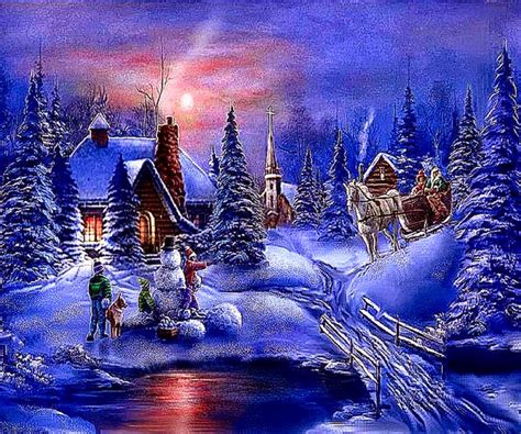 Beautiful Christmas Winter Scenes Wallpaper Free Hd Wallpapers