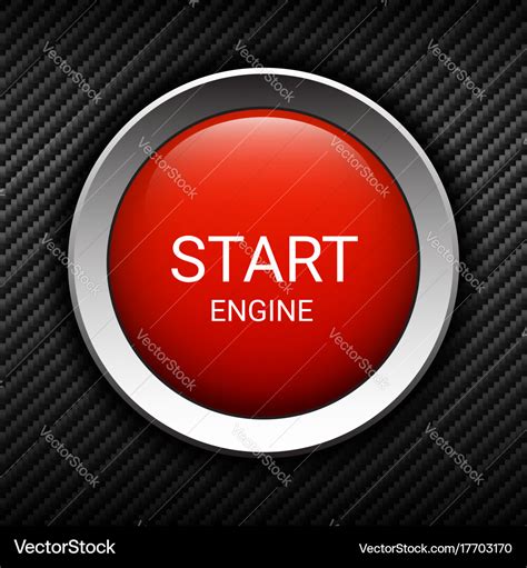 Start Engine Button On Carbon Background Vector Image