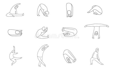 Yoga Stick Figure Set Stock Vector Illustration Of Meditate 14142289