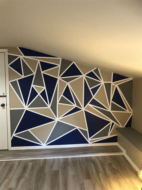 Accent Ideas Bedroom Geometric Wall Paint Img Abedabun