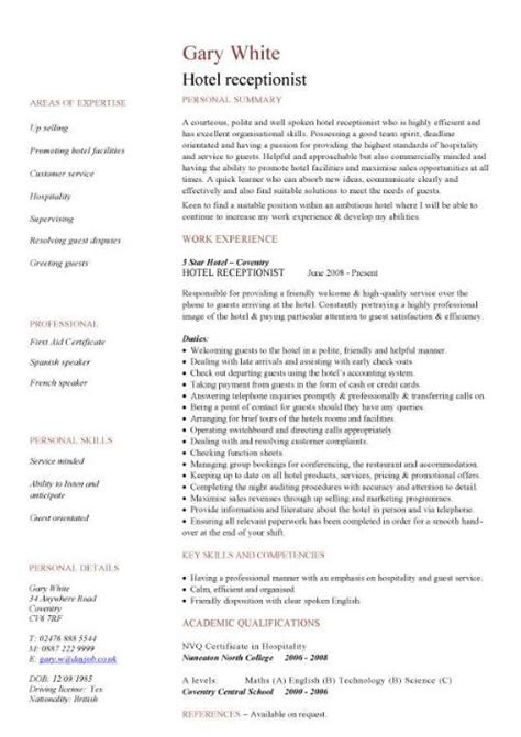 • directed the phone calls to respective units and offices. hotel receptionist CV sample, hospitality, how to write a ...