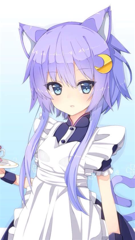 Animegirl Anime Neko Cat Japan Purplehair Moon Maid Cut