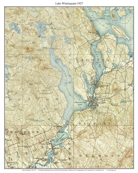 Lake Winnisquam Ca 1927 Old Topographic Map Usgs Custom