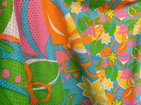 60s Psychedelic Mesh Fabric Mod Flowers Measures Etsy Fabric
