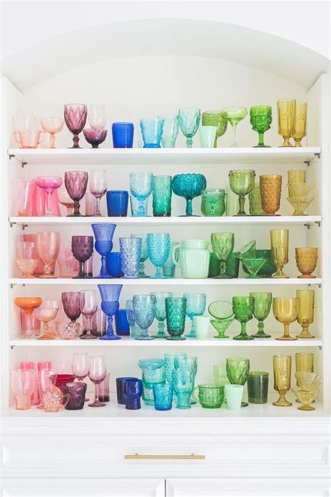 Elsie S Home In Domino Magazine A Beautiful Mess Rainbow Glassware Colored Glassware
