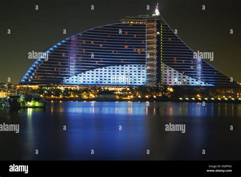 The Jumeirah Beach Resort 5 Star Luxury Hotel By Night Seen From The