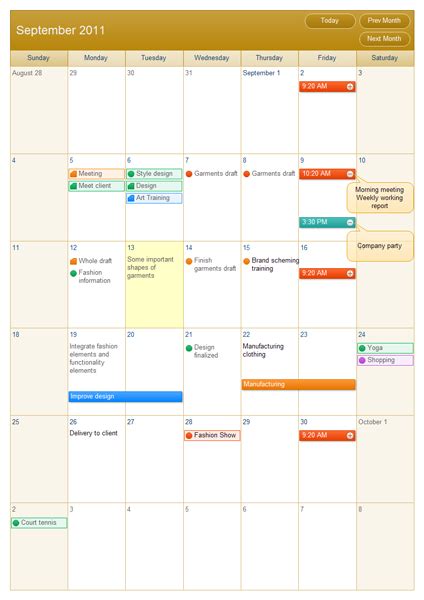 Working Calendar Edraw