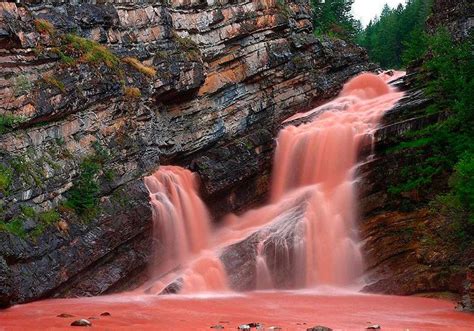 Amazing Places Pink Waterfall In Canada Gotravelad