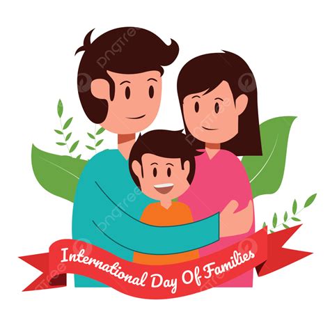 Día Internacional De Las Familias Ilustraciones Padre Enorme Niño Cinta Y Adorno De Hojas Png