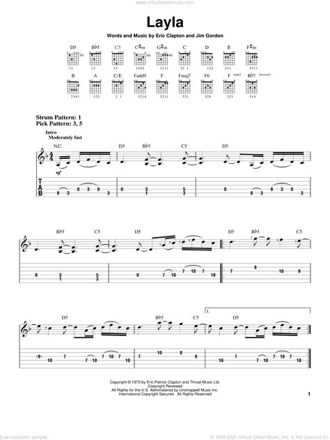 Melodies like love me tender, ode to joy, scarborough fair, streets of laredo, skip to my lou and trumpet voluntary. Dominos - Layla sheet music for guitar solo (easy tablature)