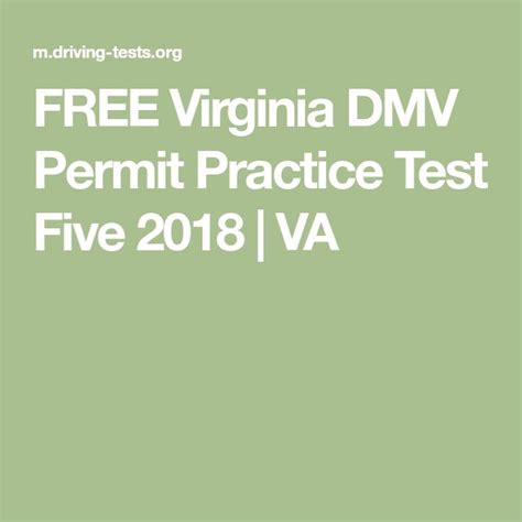 Free Virginia Dmv Permit Practice Test Five 2018 Va Practice