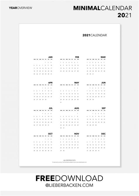 Bereits seit 1983 glänzt schönherr mit ideen für produktpräsentation der nutzer muss nicht als kunde registriert sein, um einen solchen kalender downloaden zu können, denn das gratis angebot von schönherr ist für alle da. Freebie: Minimal Calendar 2021 | Minimalistischer Kalender 2021 - Gratis Download - Blog Des Femmes