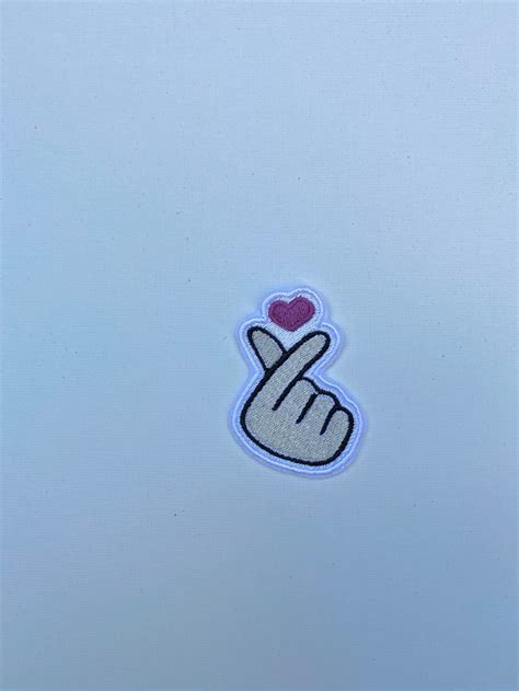 K Pop Finger Heart Embroidered Patches Purple Finger Heart Etsy