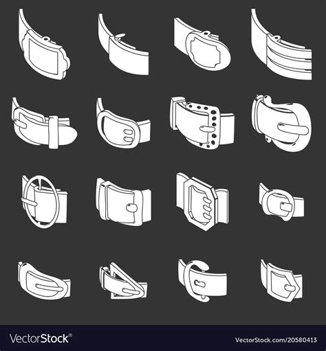 Belt Buckle Icons Set Grey Royalty Free Vector Image