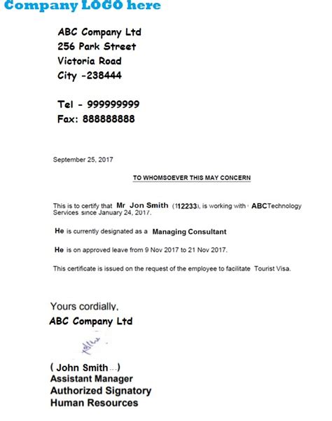 We hereby confirm that mr. Letter Of Employment Visa - Sample Letter from Employer for US Visa Application
