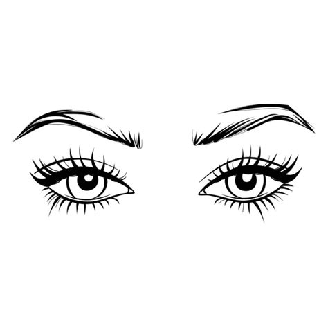 vector hand drawn beautiful female eyes with long black eyelashes and brows stock vector image