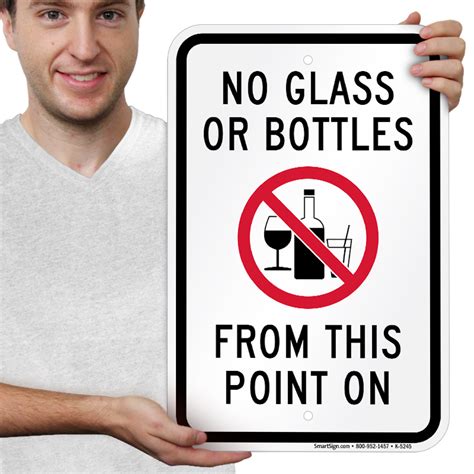No Glasses Or Bottles From This Point Warning Sign Sku K 5245