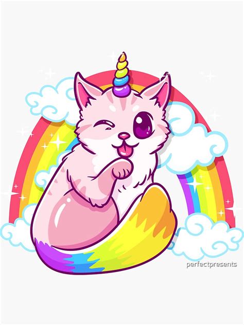 Rainbow Meowgical Caticorn Majestic Cat Unicorn Sticker By