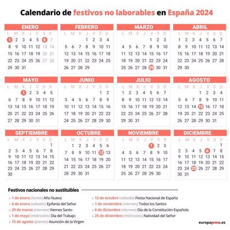 Calendario laboral 2024 en España Qué festivos hay en 2024 Información