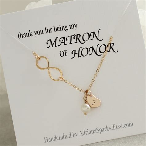 Matron Of Honor Personalized T Infinity Pearl Gold