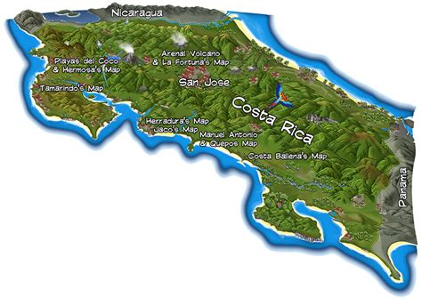 Costa Rica Maps And Travel Costa Rica Map Costa Rica Cost Rica