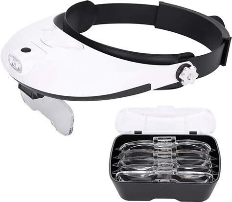 head mounted magnifier hands free magnifying glass with led light illuminated magnifier headband