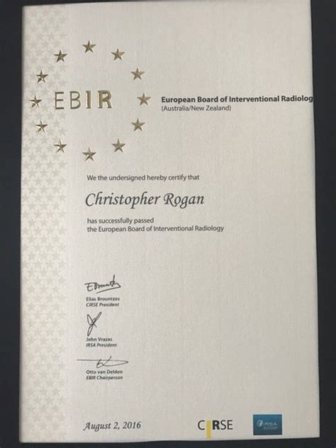 Awarded European Board Of Interventional Radiology Certification Dr