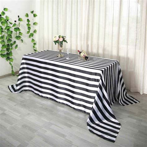 Buy X Stripe Satin Rectangle Tablecloth Black White Seamless Case Of