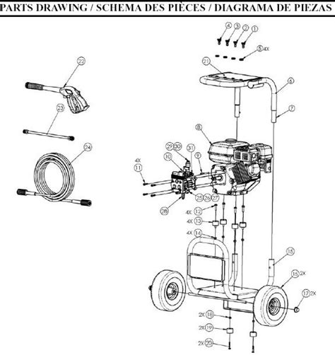 Coleman Powermate Pressure Washer Model PW Replacement Parts Repair Kits Breakdowns