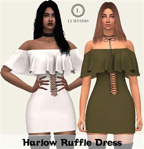 Lumy Sims Cc Lumysims Harlow Ruffle Dress 15 Swatches Sims 4