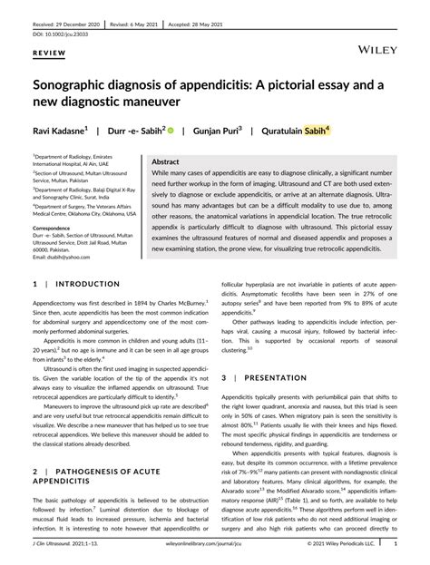 Pdf Sonographic Diagnosis Of Appendicitis A Pictorial Essay And A