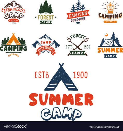 set of vintage woods camp badges and travel logo vector image