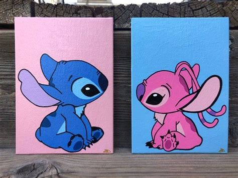 Stitch And Angel Matching Paintings Couples Friends Etsy Disney