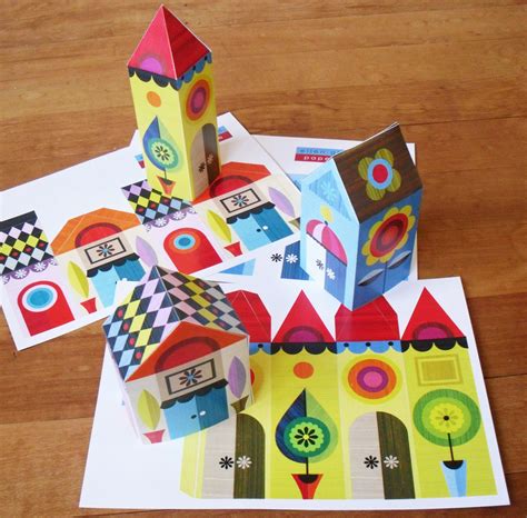 3 Little Houses Paper Craft Kit Bricolage Papier Maisons En Papier
