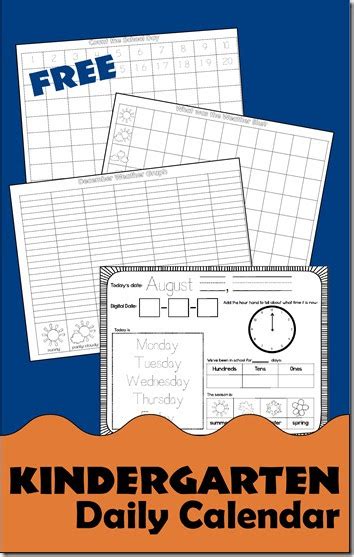 Free Kindergarten Daily Calendar Notebook