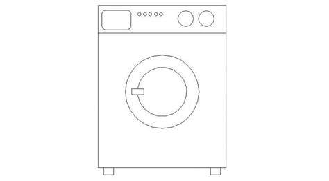 Cad Drawings Details Of Top View Elevation Of Washing Machine Cadbull