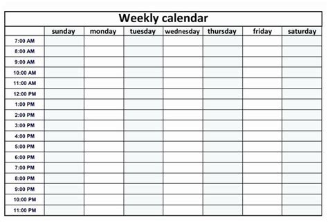 Agenda With Time Slots New Weekly Calendar Template Word With Times