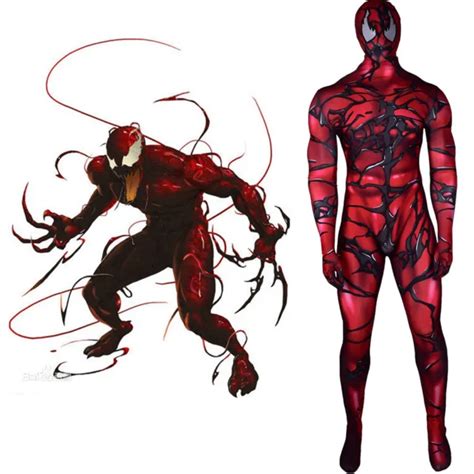 Red Venom Symbiote Spiderman Costume Cosplay Zentai Spider Man Suit