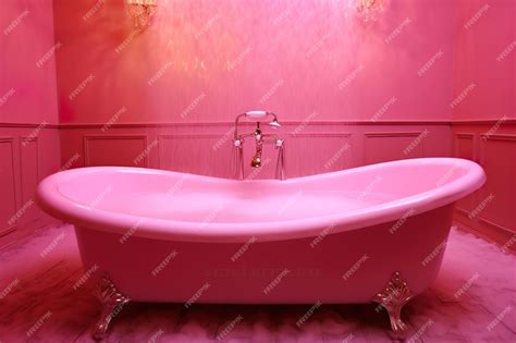 Premium Ai Image Luxury Bathroom Interior Pink Themed Bathroom Washroom Of Pink Color Ai Generated