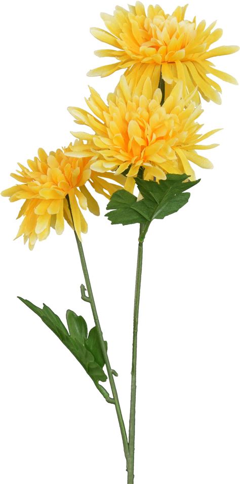 Artificial Long Stem Chrysanthemum Flower In Yellow 68cm Bunch Of 6