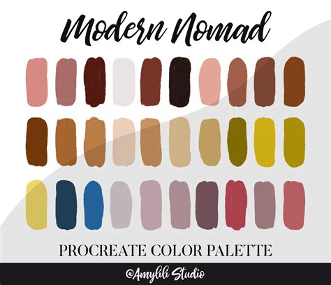 Modern Nomad Procreate Color Palette Color Swatches Ipad Etsy