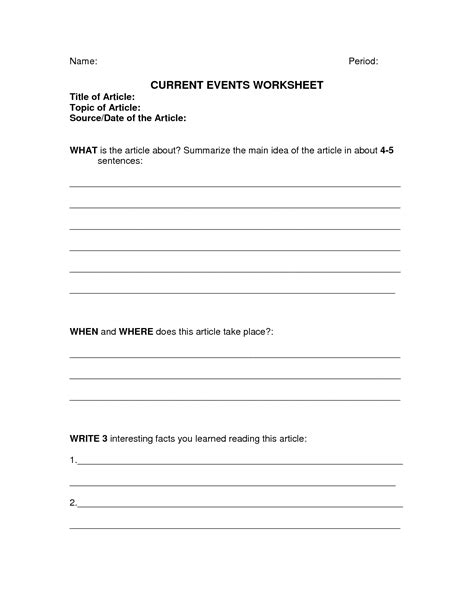 Current Event Worksheet High School Nidecmege