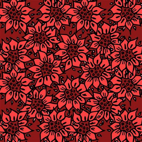 Seamless Floral Vector Pattern Colored Flowers Background Doodle