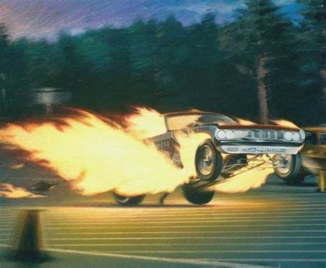 Don Prudhommes ‘cuda Funny Car On Fire And Flying Through The Lights